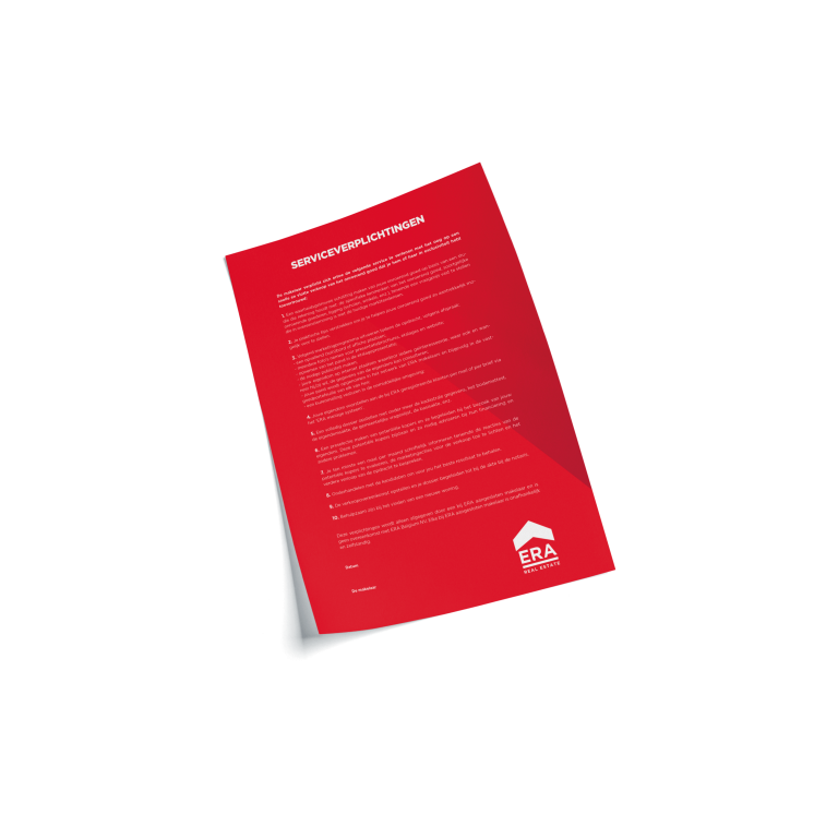 This is a red sheet with white text on it, this lists the ERA service obligations.